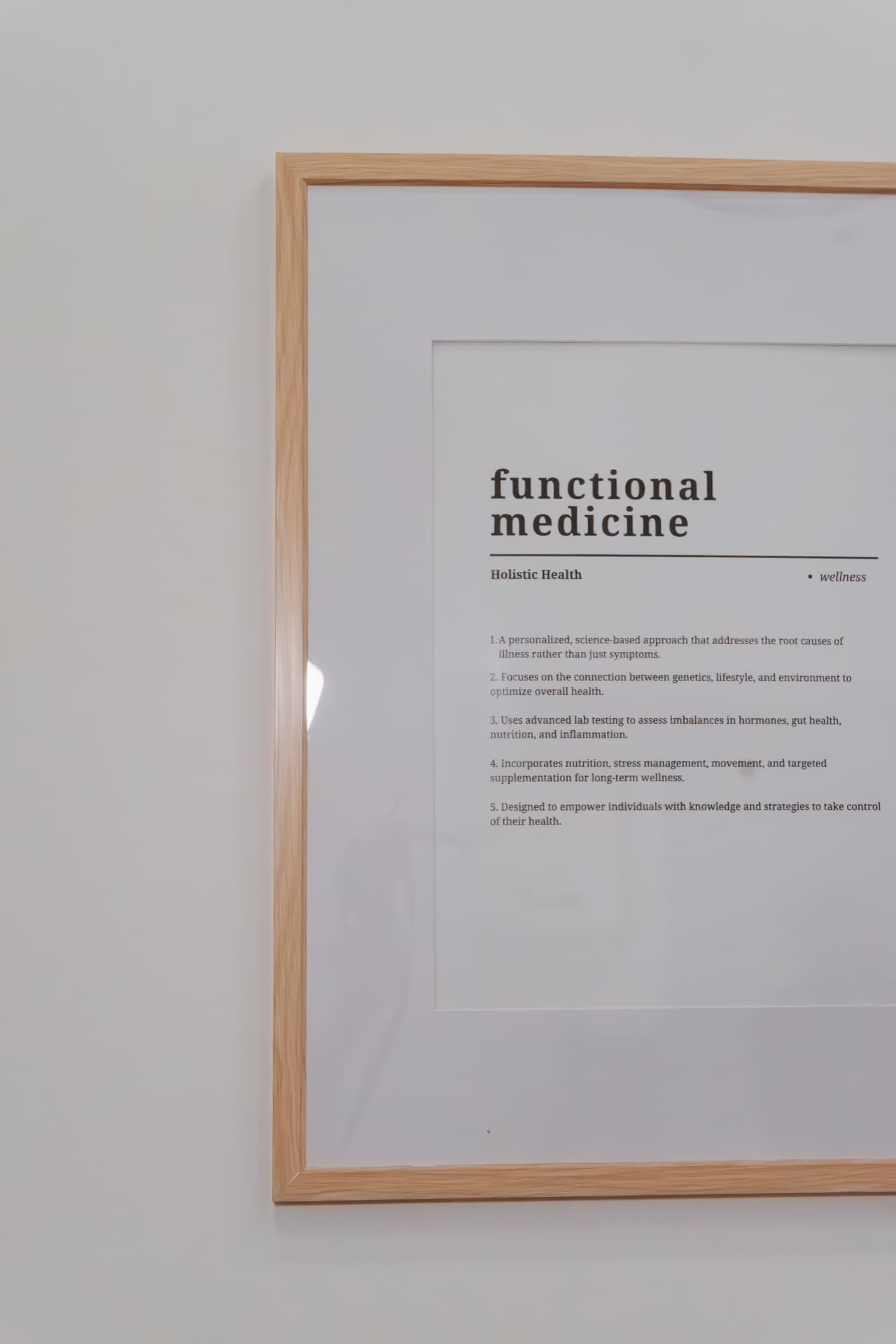 Framed functional medicine care plan poster at Push Med