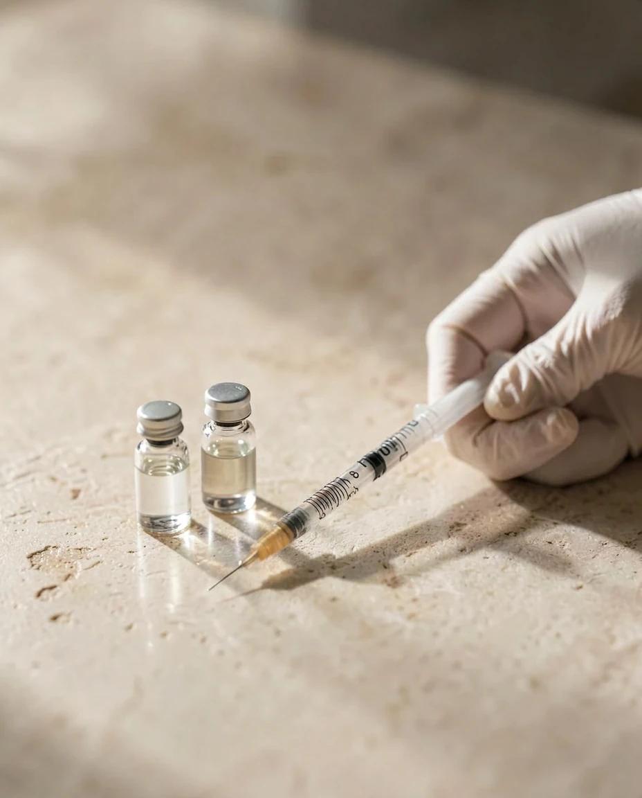 Peptide therapy vials and syringe at Push Med in Greenville SC